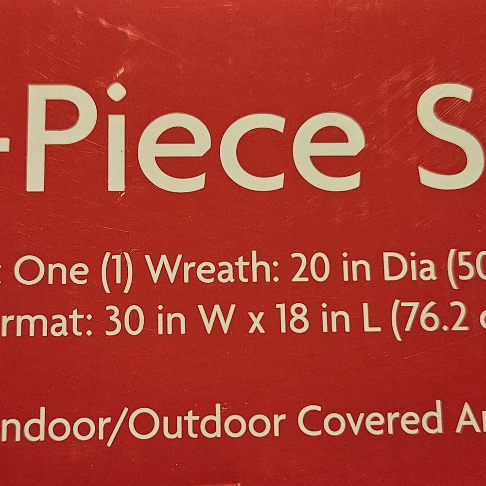 NIB Holiday Home 20in Wreath w Matching 18in x 30in Doormat- Joy Design, 2Pc Set